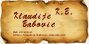 Klaudije Babović vizit kartica